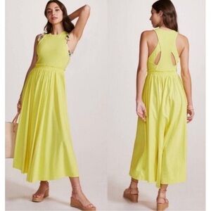Anthropologie Daily Practice High Neck Cutout Maxi Dress Canary Yellow